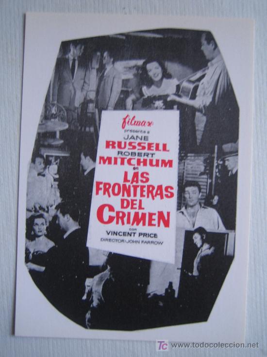 Cine: Las fronteras del crimen - folleto reproduccion - robert mitchum vincent price