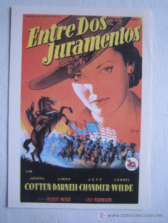 Cine: Entre dos juramentos - soligo - folleto reproduccion linda darnell