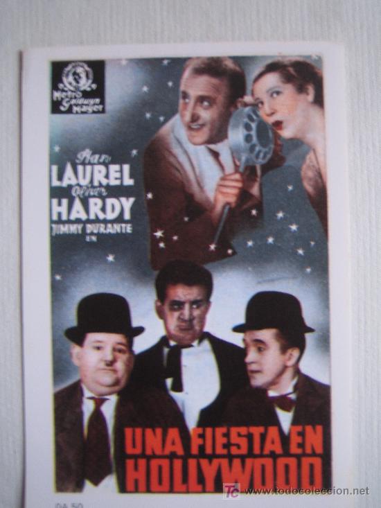 Cinema: Una fiesta en hollywood - laurel y hardy  - folleto reproduccion