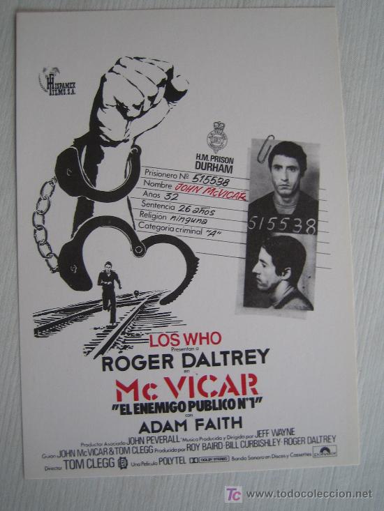 Cine: Mc Vicar - the who - folleto reproduccion