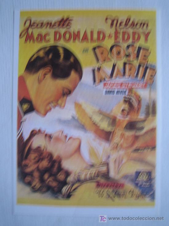 Cinema: Rose marie - folleto reproduccion - jeanette macdonald