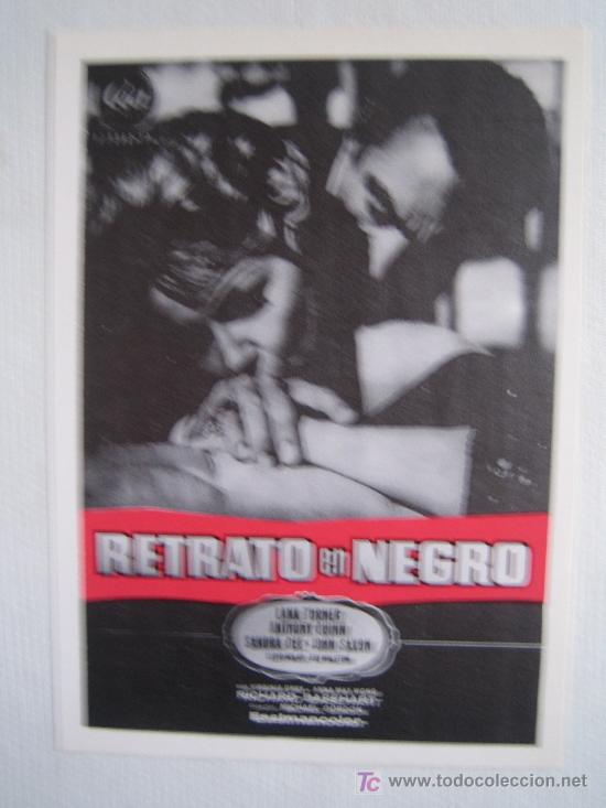 Cinema: Retrato en negro- folleto reproduccion - lana turner anthony quinn sandra dee