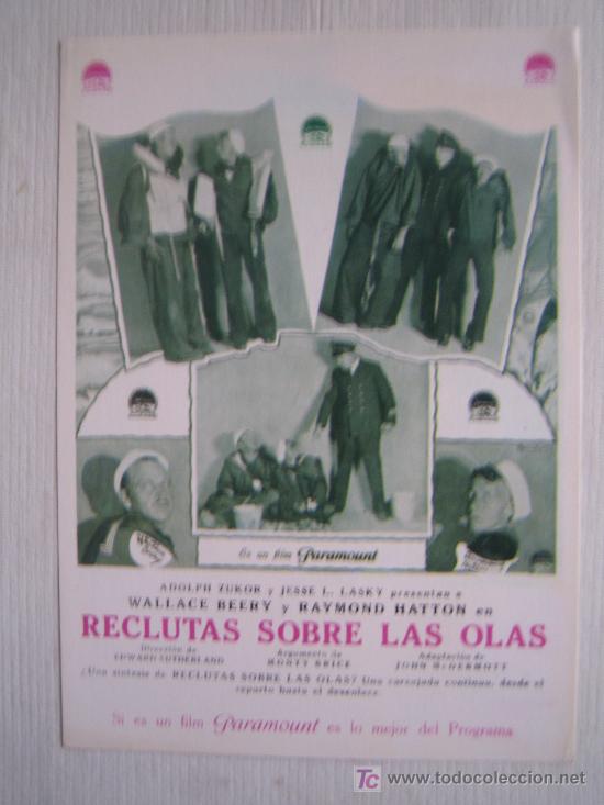 Cinema: Reclutas sobre las olas - folleto reproduccion - wallace beery