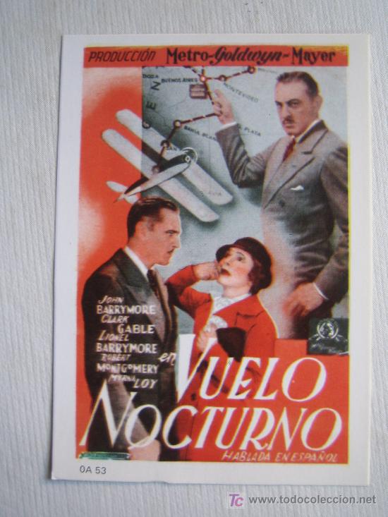 Kino: Vuelo nocturno - folleto reproduccion - john barrymore clark gable