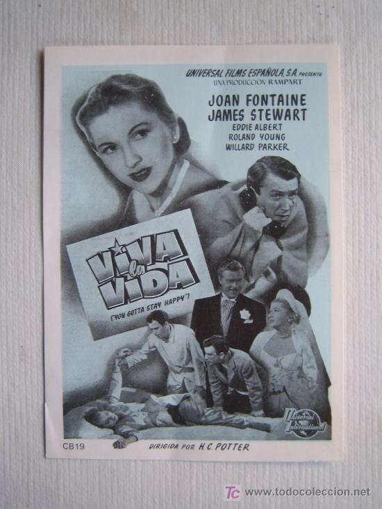 Cine: Viva la vida - folleto reproduccion - joan fontaine james stewart