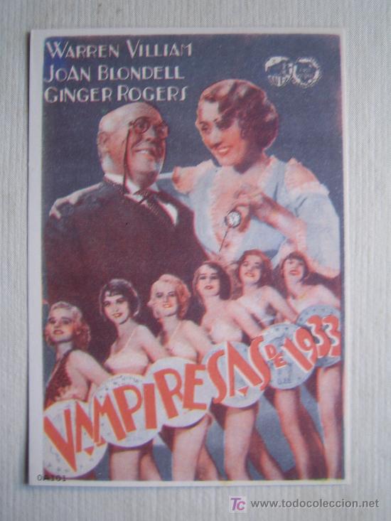 Kino: Vampiresas 1933 - folleto reproduccion - joan blondell