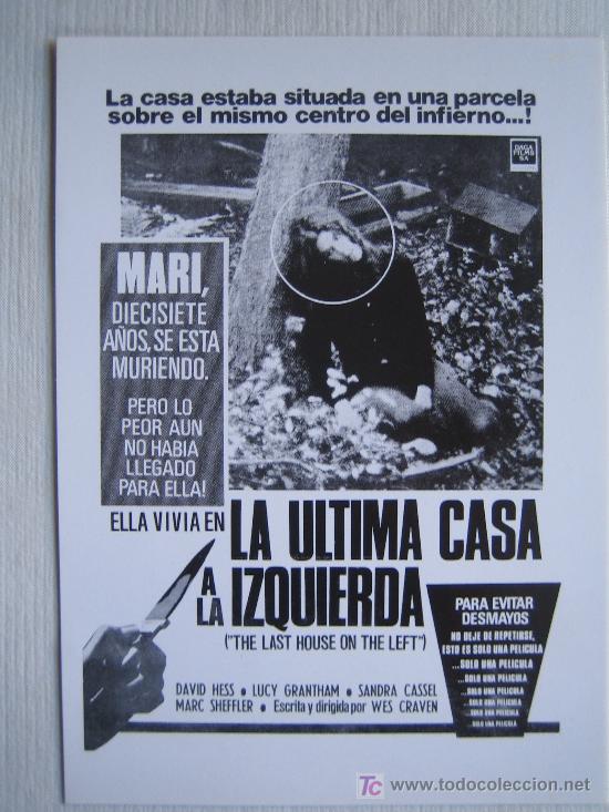 Kino: La ultima casa a la izquierda - folleto reproduccion -wes craven
