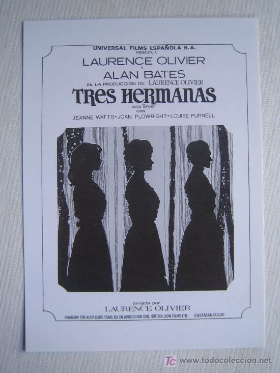 Kino: Tres hermanas - folleto reproduccion - laurence olivier alan bates jeanne watts