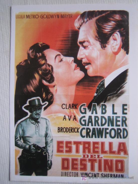 Cine: estrella del destino - ava gardner - clark gable - folleto de reproduccion
