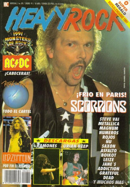 Cinema: MAGAZINE HEAVY ROCK 1991 N&ordm;89 (SUPER POSTER ROCKALENDARIO 1991) SPAIN
