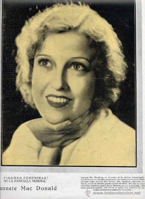 Cinema: JEANNETE MAC DONALD 1930 CINE ARTISTA HOJA REVISTA