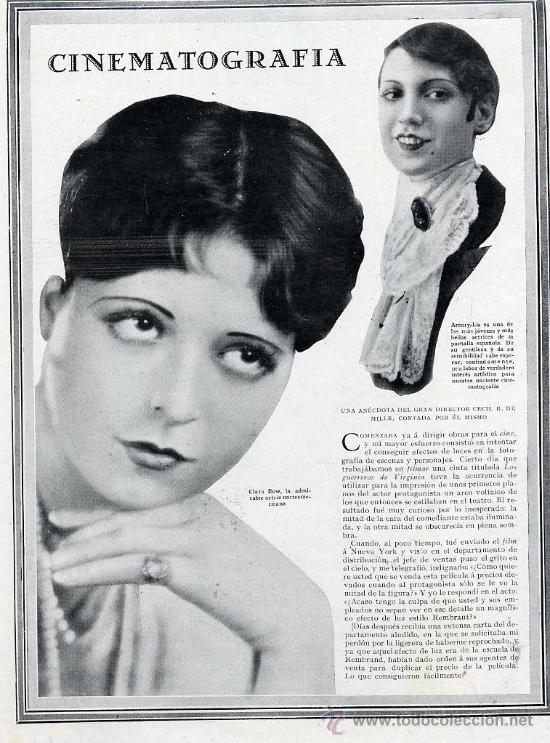 Cinema: CLARA BOW 1927 ACTRIZ CINE AMERICANA HOJA REVISTA