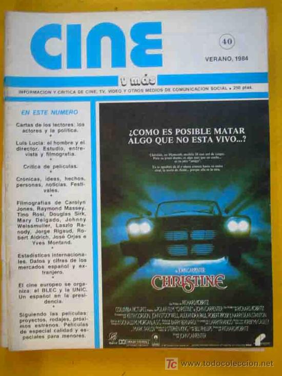 Cine: CINE Y MAS N&ordm; 40. Verano 1984. Filmografias de Carolyn Jones, Raymond Massey, Tino Rosi...