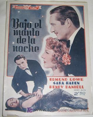 Cinema: EDICIONES BIBLIOTECA FILMS N&ordm; 274, BAJO EL MANTO DE LA NOCHE