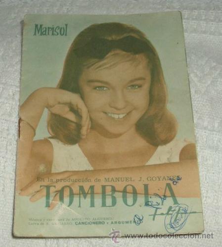 Cin&eacute;ma: MARISOL Y T&Oacute;MBOLA,CANCIONERO + ARGUMENTO,A&Ntilde;O 1962