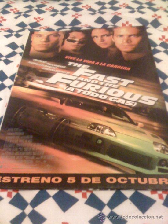 Cinema: 'The Fast and the Furious - A todo gas', con Vin Diesel. Recorte de prensa.
