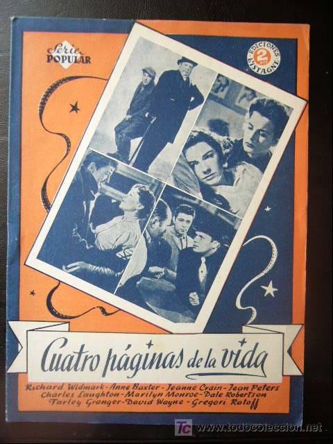 Cin&eacute;ma: SERIE POPULAR. CUATRO P&Aacute;GINAS DE LA VIDA. ED. BISTAGNE. 16 PP. ILUSTRADA.