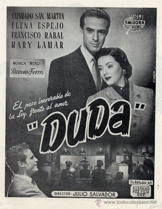 Kino: DUDA 1951 ELENA ESPEJO CONRADO SANMARTIN HOJA REVISTA