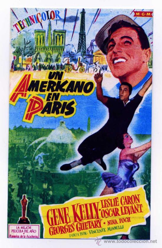 Kino: UN AMERICANO EN PARIS, con Gene Kelly. REPRODUCCI&Oacute;N EN ADESIVO.