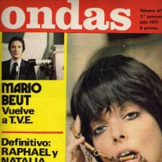 Cine: REVISTA ONDAS - 1972 - PORTADA PATTY SHEPARD - RAPHAEL Y NATALIA SE CASAN. 