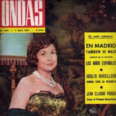 Cine: REVISTA ONDAS - 1961 - PORTADA ESPERANZA NAVARRO - ADOLFO MARSILLACH JUEGA CON LA MUERTE.