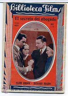 Cinema: EL SECRETO DEL ABOGADO, con Richard Arlen. NOVELILLA, N&ordm; 431.