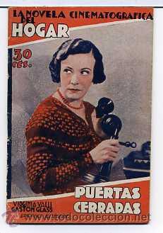 Cinema: PUERTAS CERRADAS, con Virginia Valli. NOVELILLA, N&ordm; 1.