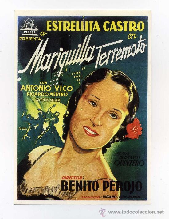 Cinema: MARIQUILLA TERREMOTO, con Estrellita Castro.Reproducci&oacute;n en papel.