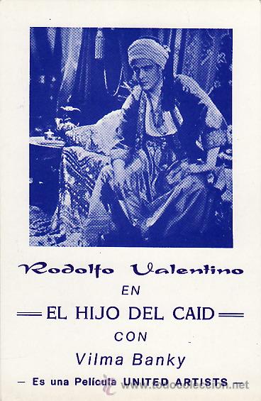 Kino: EL HIJO DE CAIN  - RODOLFO VALENTINO Y VILMA BANKY - FACSIMIL