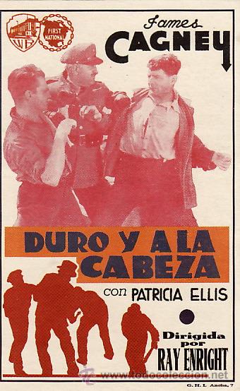 Kino: DURO Y A LA CABEZA - FAMES CAGNEY Y PATRICIA ELLIS - FACSIMIL