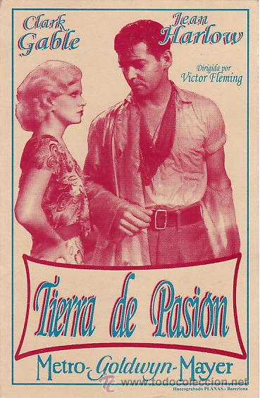 Kino: TIERRA DE PASION - CLARK GABLE Y JEAN HARLOW - FACSIMIL -