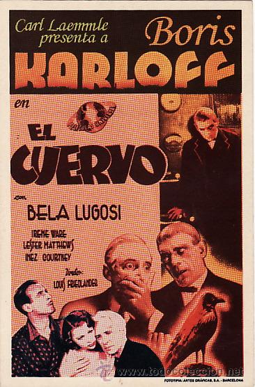 Cinema: EL CUERVO - BELA LUGOSI Y BORIS KARLOFF- FACSIMIL