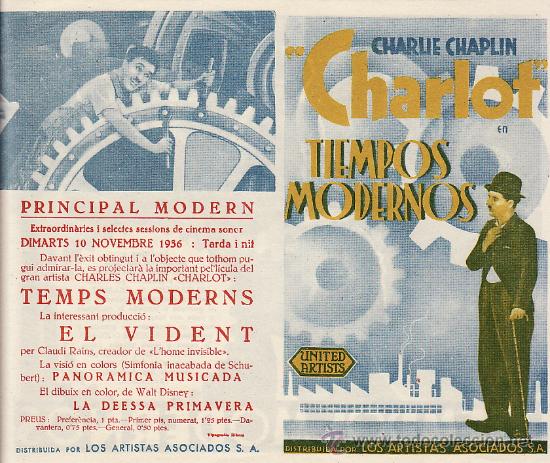 Cinema: CHARLOT , TIEMPOS MODERNOS, FACSIMIL