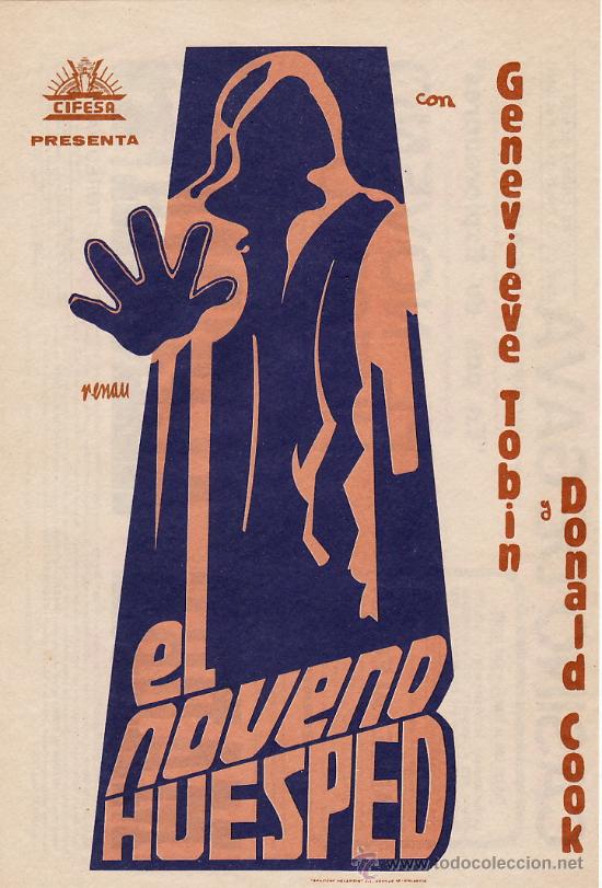 Kino: EL NOVENO HUESPED - GENEVIEVE TOBIN Y DONALD DOOK - FACSIMIL