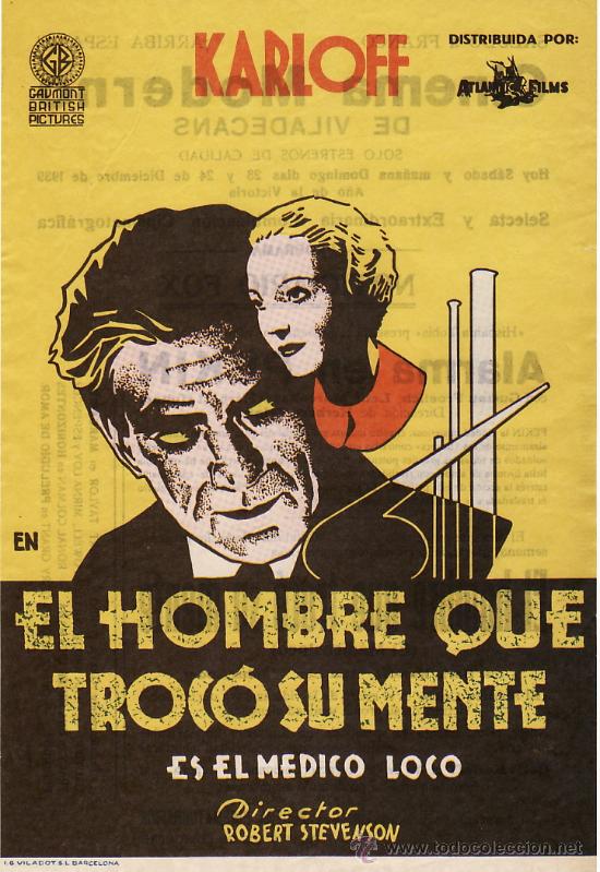 Cinema: EL HOMBRE QUE TOC&Oacute; SU MENTE ES EL M&Eacute;DICO LOCO - KARLOFF - FACSIMIL