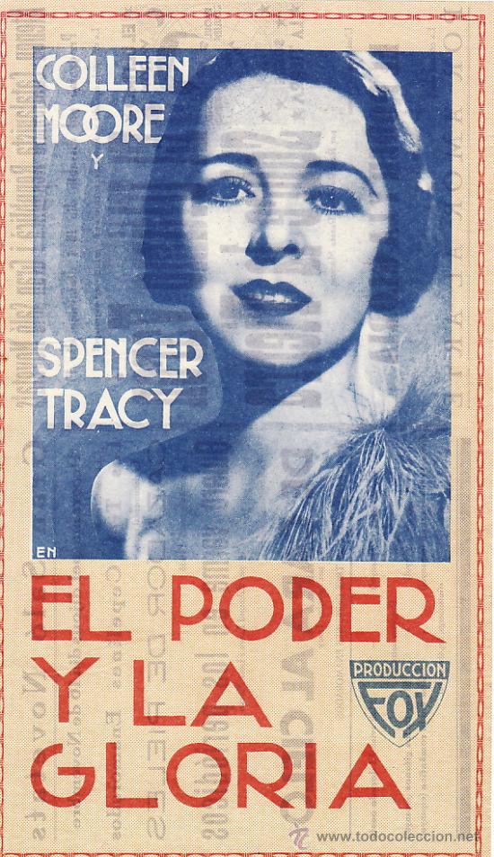 Kino: EL PODER Y LA GLORIA - COLLEEN MOORE Y SPENCER TRACY - FACSIMIL