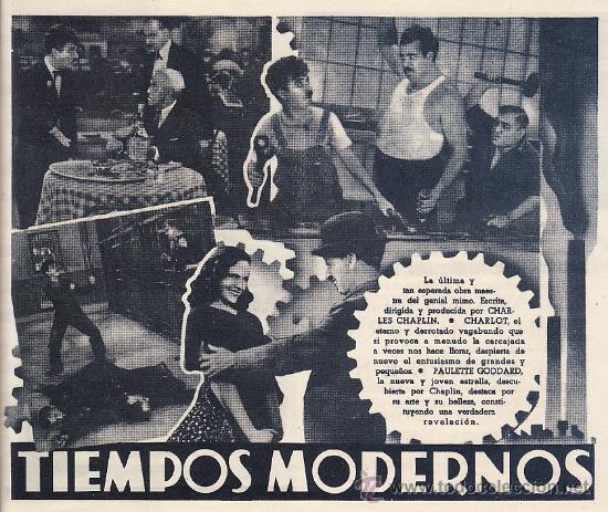 Cine: CHARLOT , TIEMPOS MODERNOS, FACSIMIL - Foto 2
