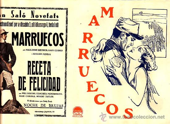 Cine: MARRUECOS - MARLENNE DIETRICH Y GARY COOPER -  FACSIMIL