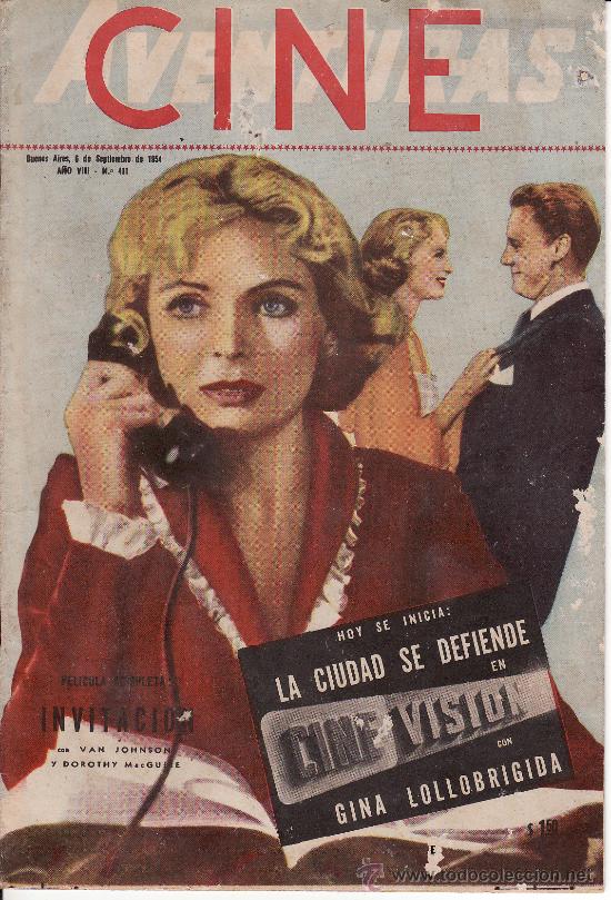 Cinema: CINE AVENTURAS N&ordm; 411 SEPTIEMBRE DE 1954.GINA LOLLOBRIGIDA,VAN JOHSSON, DOROTHY MCGUIRE, MONTGOMERY