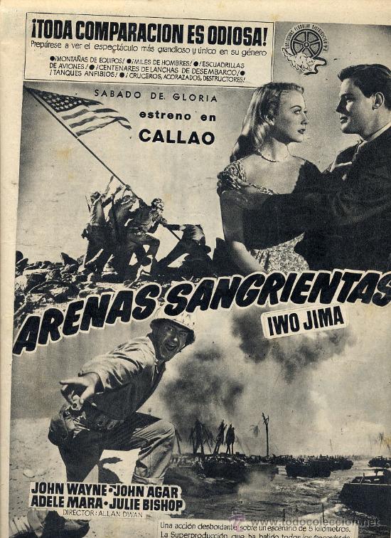 Kino: ARENAS SANGRIENTA IWO JIMA 1950 CINE HOJA REVISTA