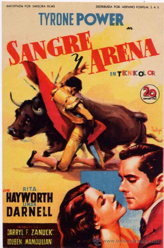 Kino: FOLLETO DE CINE: SANGRE Y ANRENA CON TYRONE POWER Y RITA HAYWORT EN TECNICOLOR