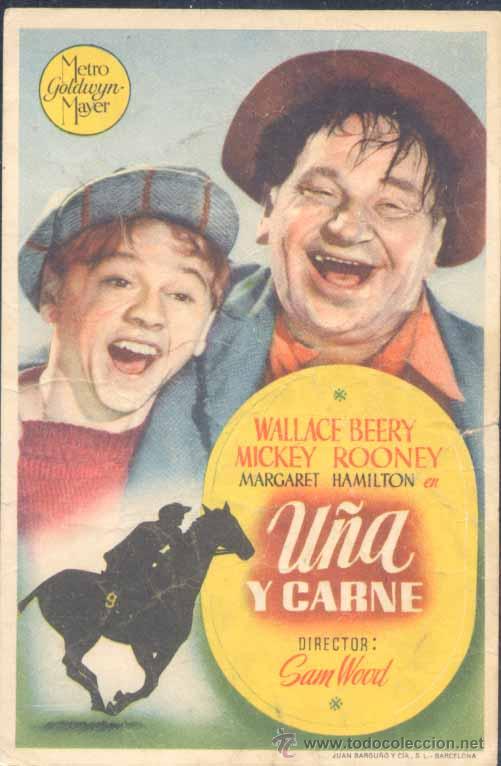 Kino: FOLLETO DE CINE: U&Ntilde;A Y CARNE CON MICKEY ROONEY Y WALLACE BEERY