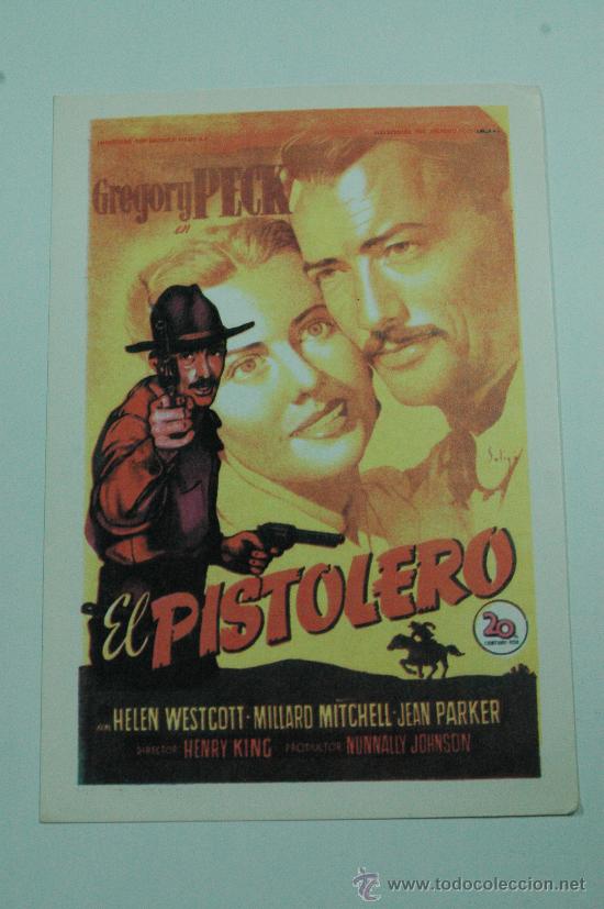 Cine: el pistolero - folleto de mano reproduccion - gregory peck soligo