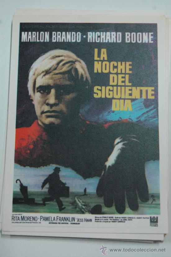 Cine: la noche del dia siguiente - folleto de mano reproduccion - marlon brando rita moreno