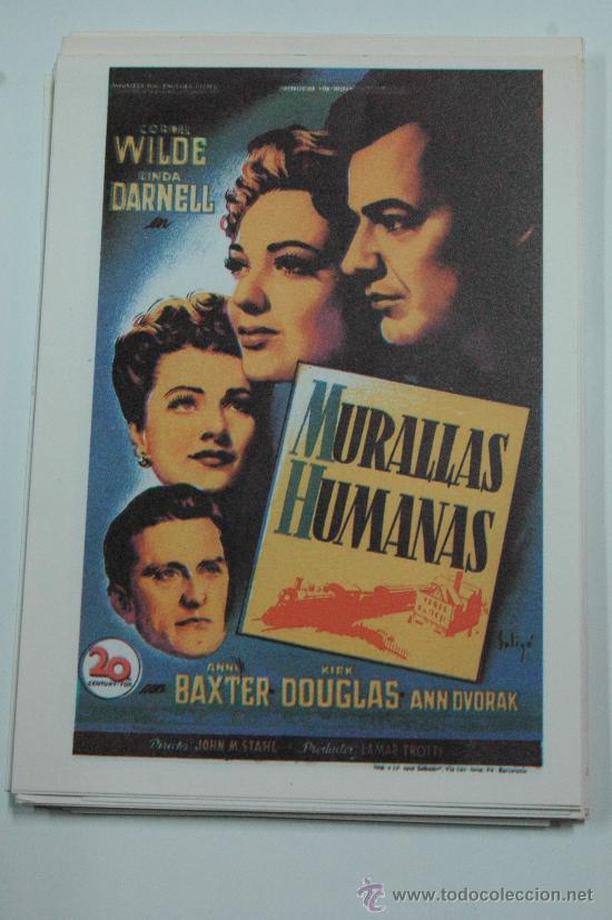 Cine: murallas humanas - folleto de mano reproduccion - linda darnell - soligo