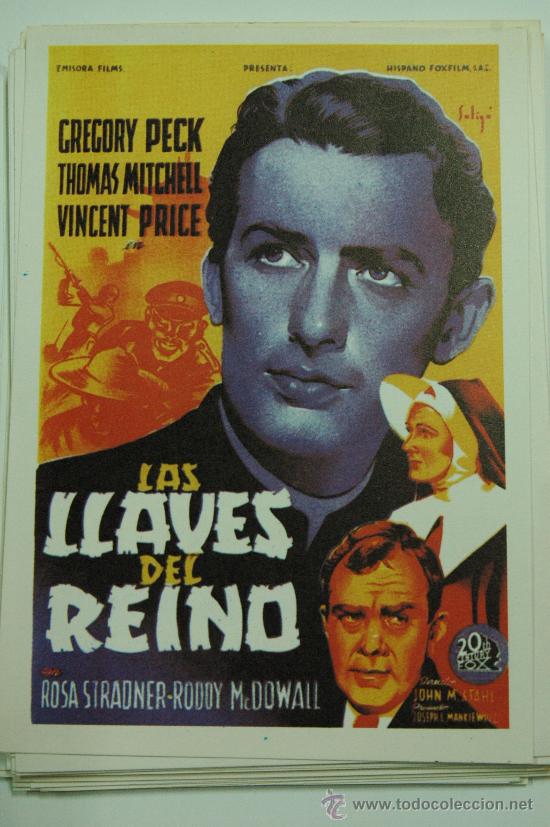 Cine: las llaves del reino - folleto de mano reproduccion - gregory peck - vincent price