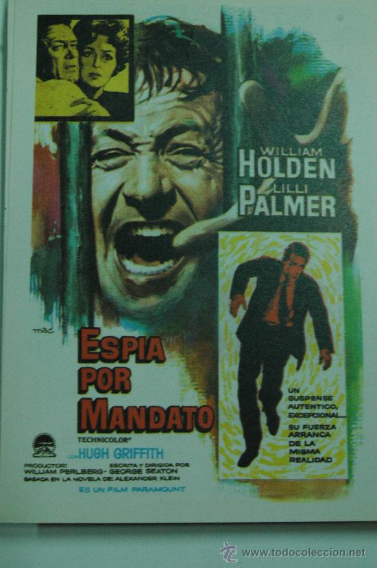 Kino: espia por mandato - folleto de mano reproduccion - willam holden lilli palmer hugh griffith mac