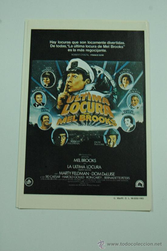Cinema: la ultima locura de mel brooks - folleto de mano reproduccion - graficas marfil mel brooks