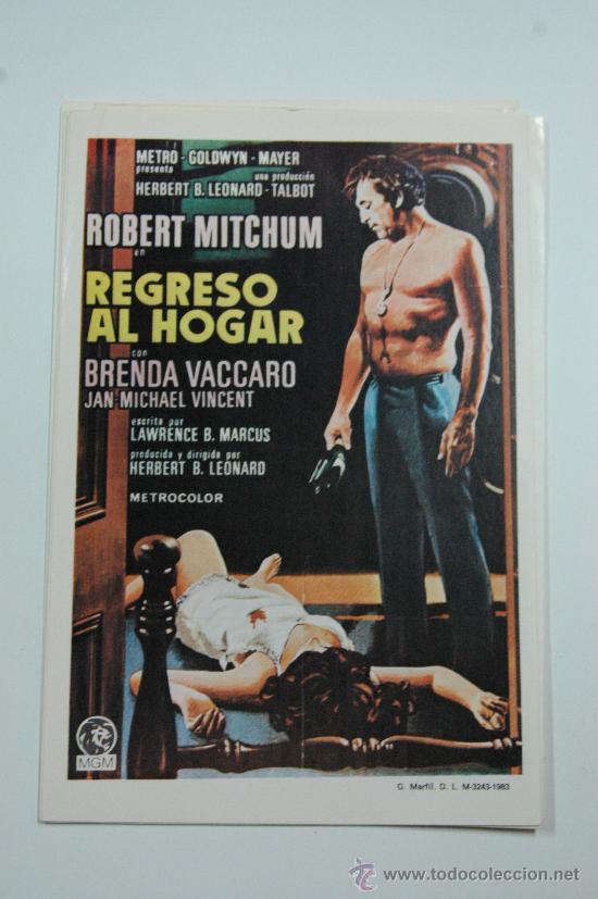 Cine: regreso al hogar - folleto de mano reproduccion - graficas marfil - robert mitchum
