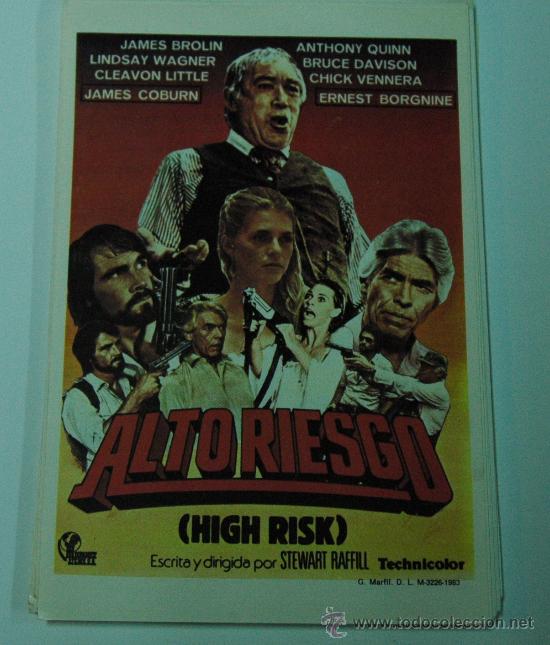 Kino: alto riesgo - folleto de mano reproduccion - graficas marfil - anthony quinn - james coburn